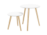 table-basse Deux tables basses gigogne de style scandinave blanches avec pieds coniques en bois