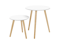 table-basse Deux tables basses gigogne de style scandinave blanches avec pieds coniques en bois