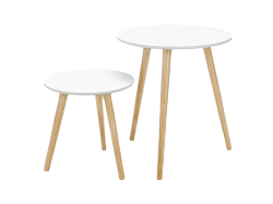 table-basse Deux tables basses gigogne de style scandinave blanches avec pieds coniques en bois